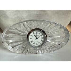 Vintage WATERFORD CRYSTAL Oval Quartz Desk-Mantel Clock 5" X 2.5"X1"